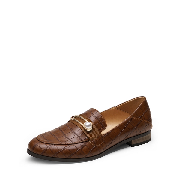 Comfortable Casual Round Toe Loafers - TAN STONE PU -  0